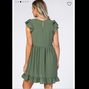PinkBlush Olive Ruffle Hem V-Neck Maternity Dress